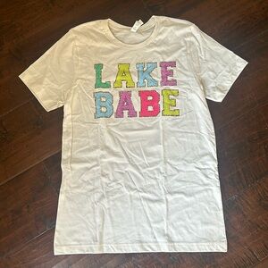 Bella Canvas unisex tshirt, Lake Babe, Screen Print transfer design, size Medium